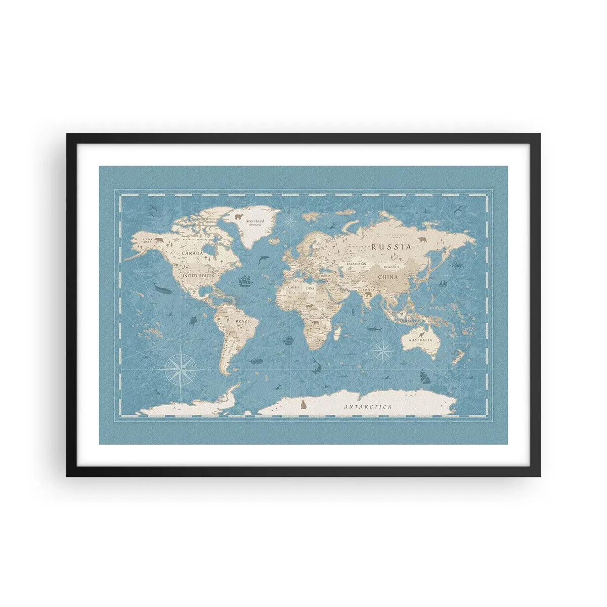 Poster în ramă neagră - Lumea la îndemână - 70x50 cm
