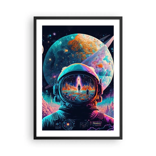 Poster în ramă neagră - Astronautul pe fundalul unui peisaj cosmic - 50x70cm - Visul nevisat al filozofiilor - Decorațiune modernă pentru perete pentru living și dormitor ARTTOR