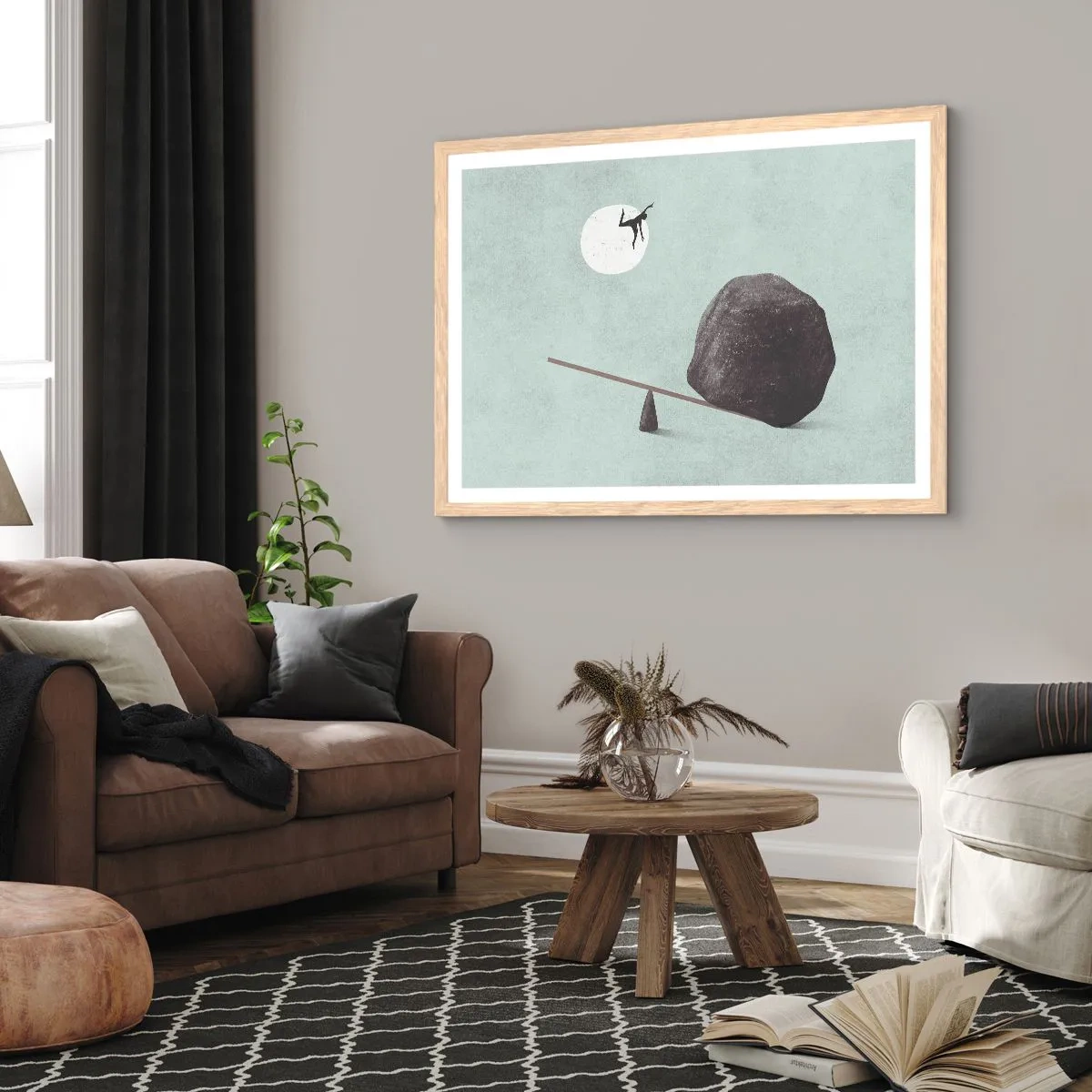 Poster în ramă de stejar deschis - Visul îndeplinit - 100x70 cm