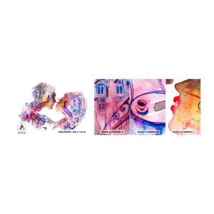 Mostră de Tapet Standard Eco - Podul secret al suspinelor - Abstracția, Cuplu îndrăgostit, Arhitectură - 100x30 cm