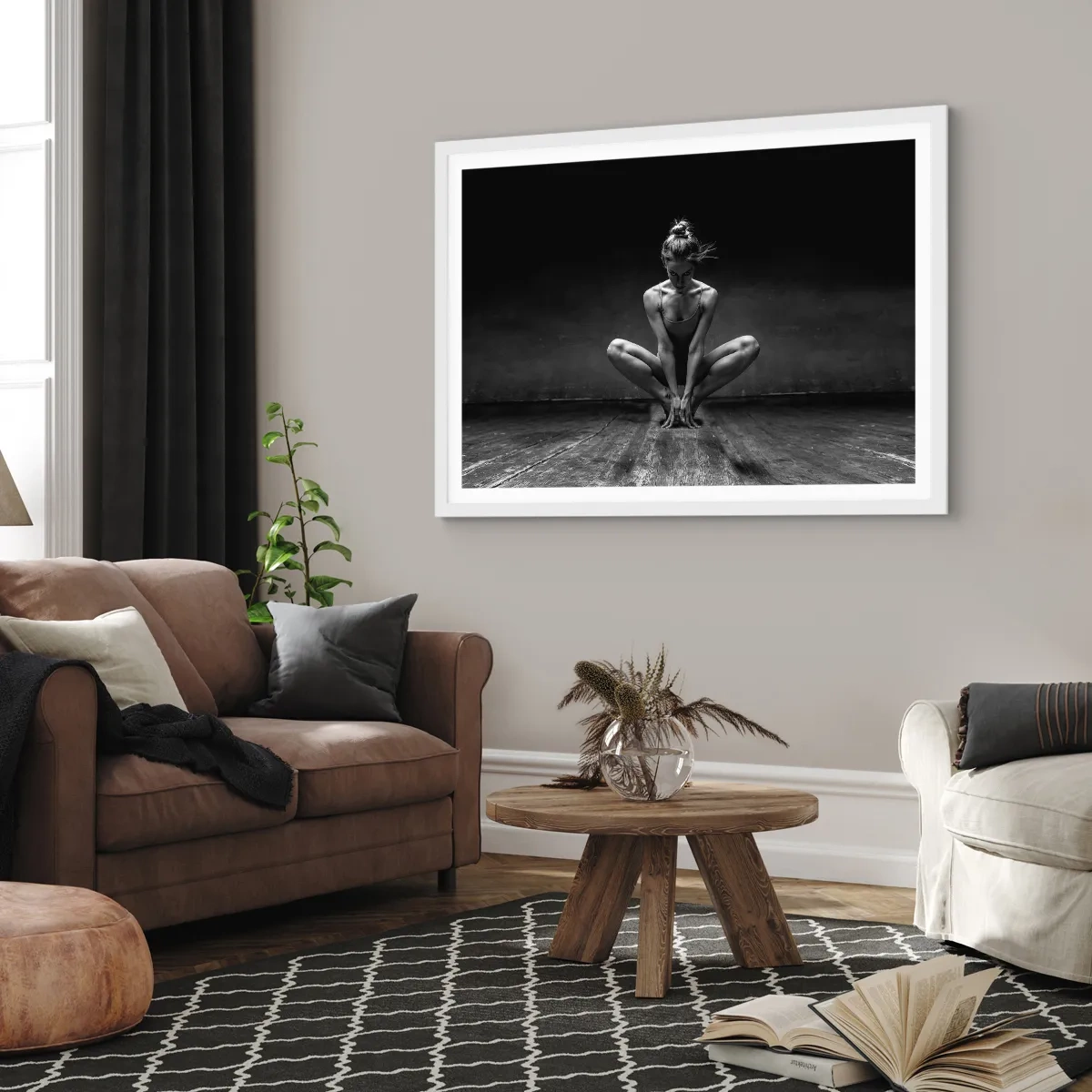 Poster în ramă albă - Energie de dans concentrată - 70x50 cm