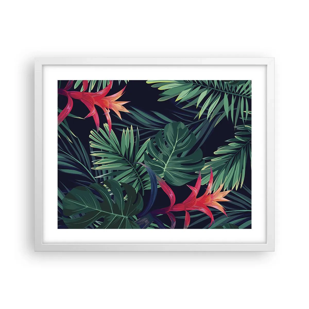 Poster în ramă albă - Flacăra verde - 50x40 cm