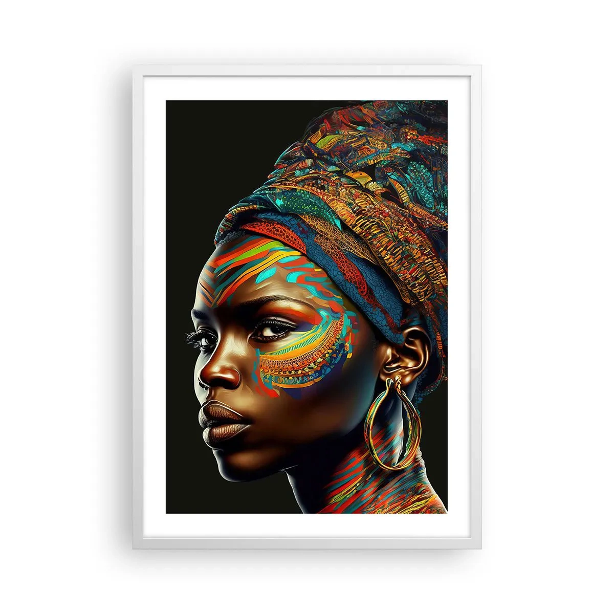 Poster în ramă albă - Regina africană - 50x70 cm