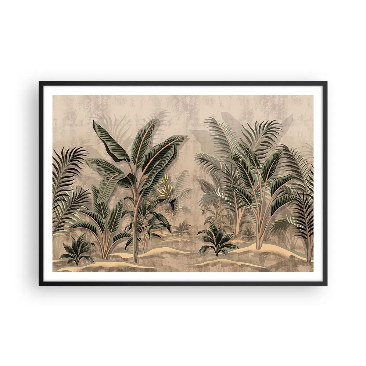 Poster în ramă neagră - Gravură în stil colonial - 100x70 cm