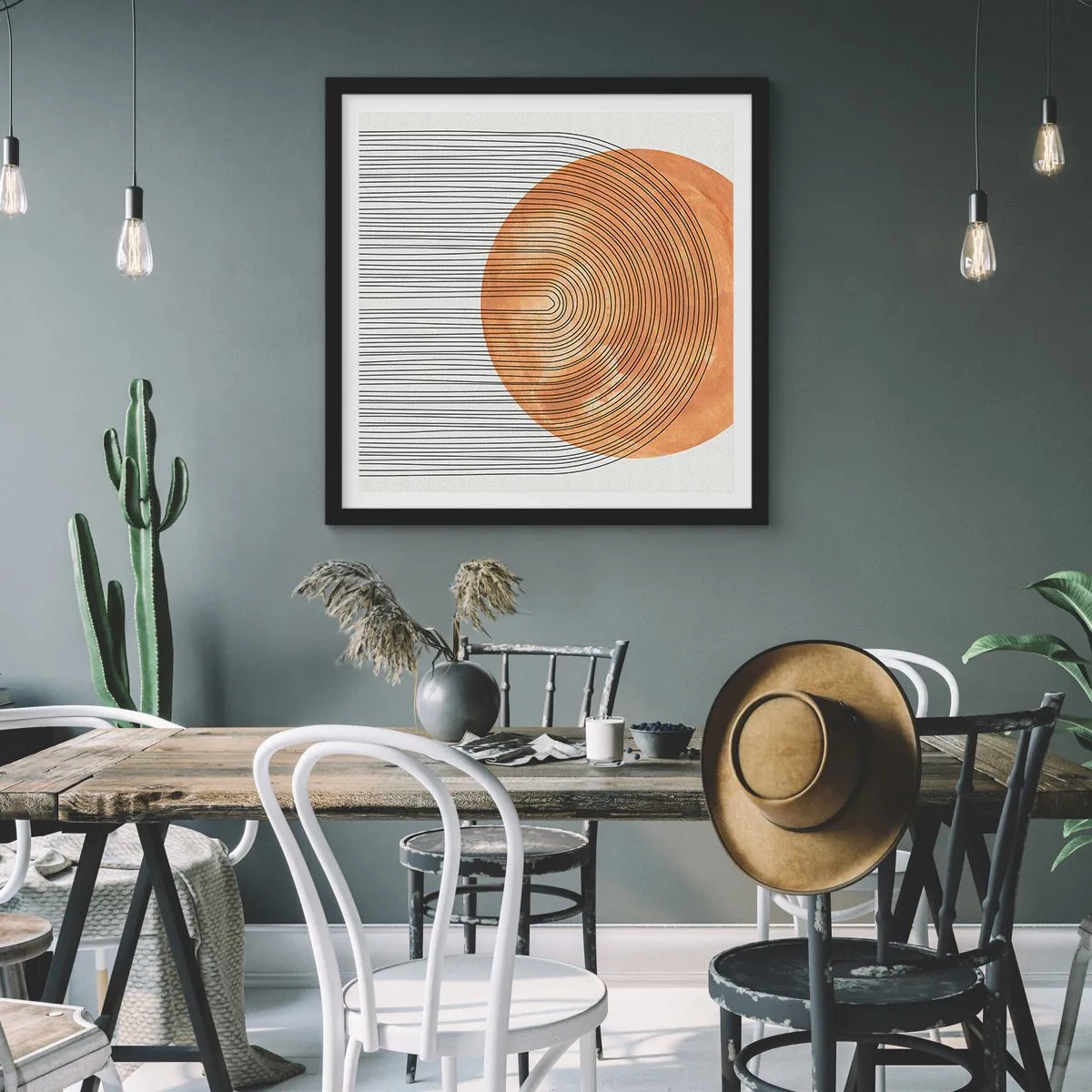 Poster în ramă neagră - Compoziția solară - 40x40 cm