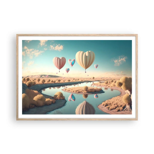 Poster în ramă de stejar deschis - Iubirea ne înalță - 100x70 cm