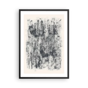 Poster în ramă neagră - Motiv grafic retro de pădure - 50x70cm - Compoziție cețoasă - Decorațiune modernă pentru perete pentru living și dormitor ARTTOR