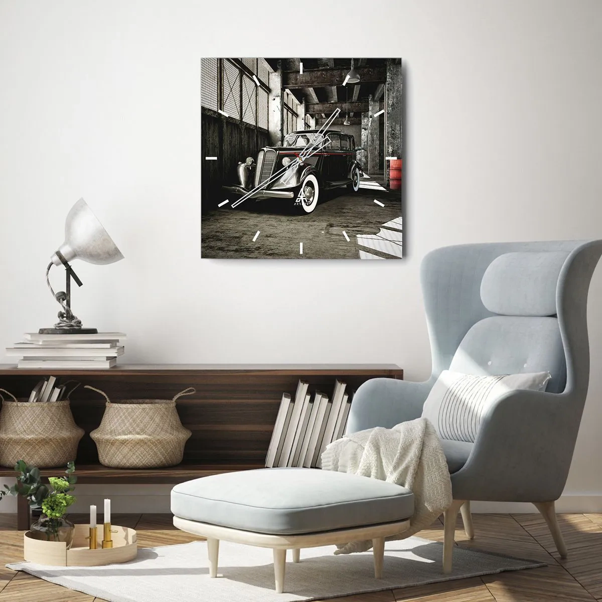 Ceas de perete - Ceas pe sticlă - Eleganța eternă a anilor `30 - 30x30 cm