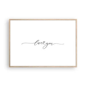 Poster în ramă de stejar deschis - Negru pe alb - 100x70 cm