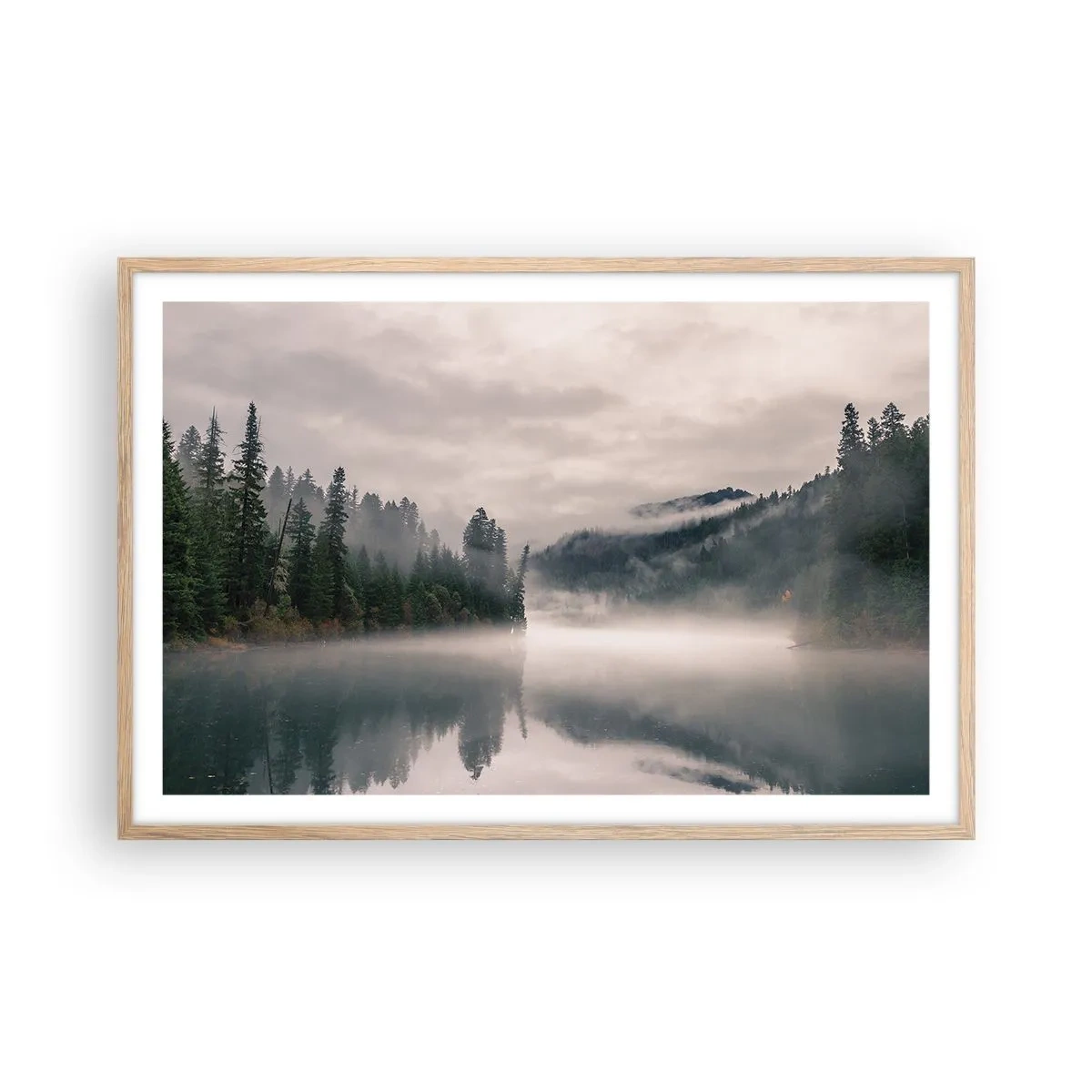 Poster în ramă de stejar deschis - În reverie, în ceață - 91x61 cm