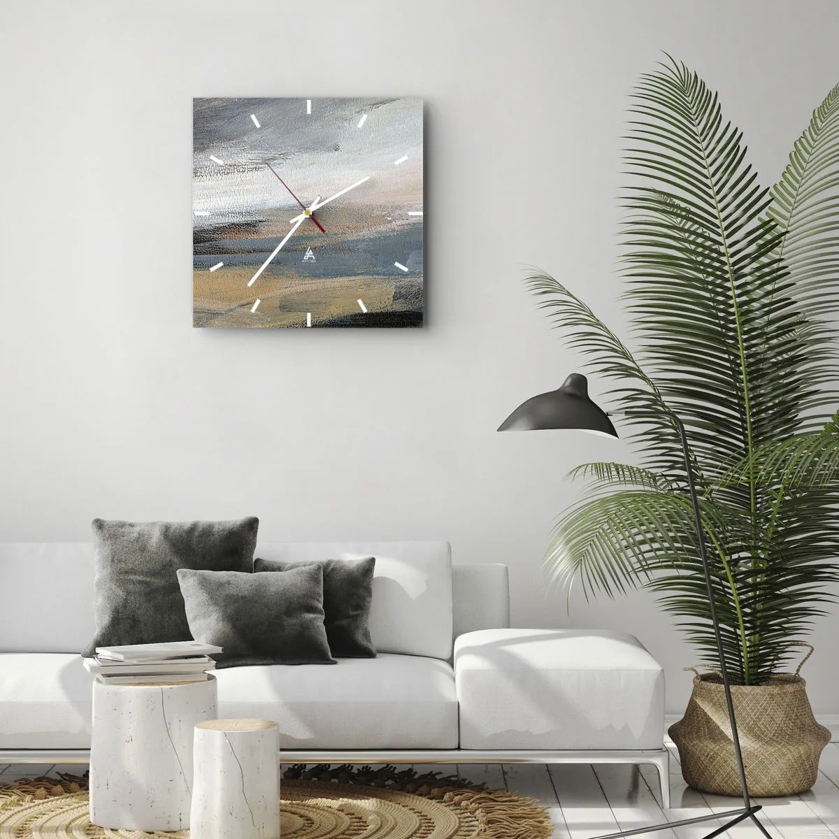 Ceas de perete - Ceas pe sticlă - Abstracție: peisaj nordic - 30x30 cm