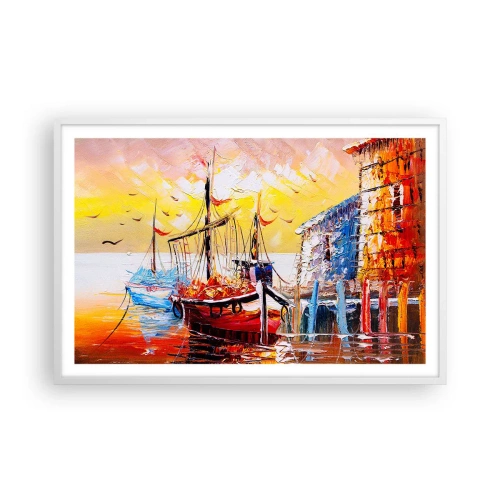 Poster în ramă albă - Întoarcere fericită - 91x61 cm