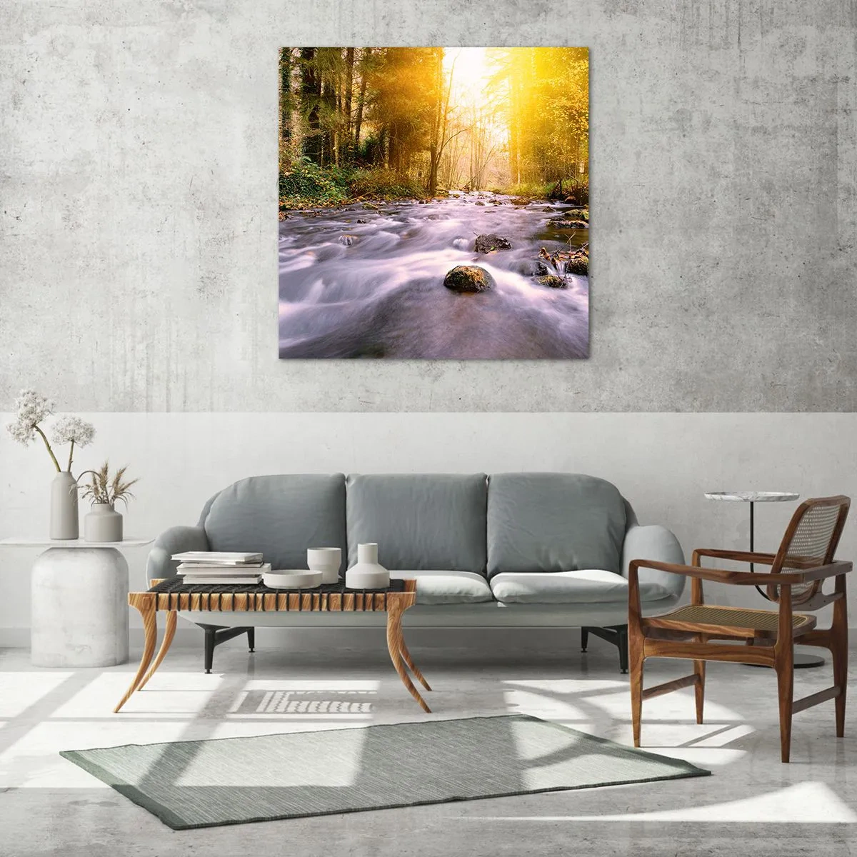 Tablou pe sticlă - Malachit în rame de argint și aur - 70x70 cm