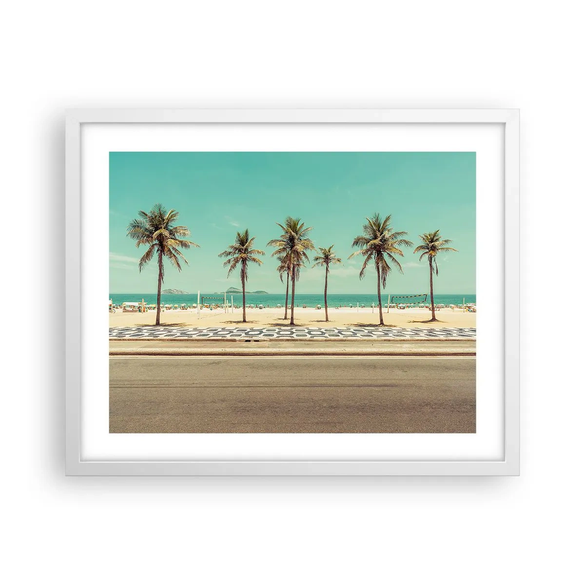 Poster în ramă albă - La paza plajei - 50x40 cm