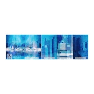 Mostră tapet autocolant Deluxe Sticker - Înecate în albastru - Abstracția, Oraș, Arhitectură - 100x30 cm
