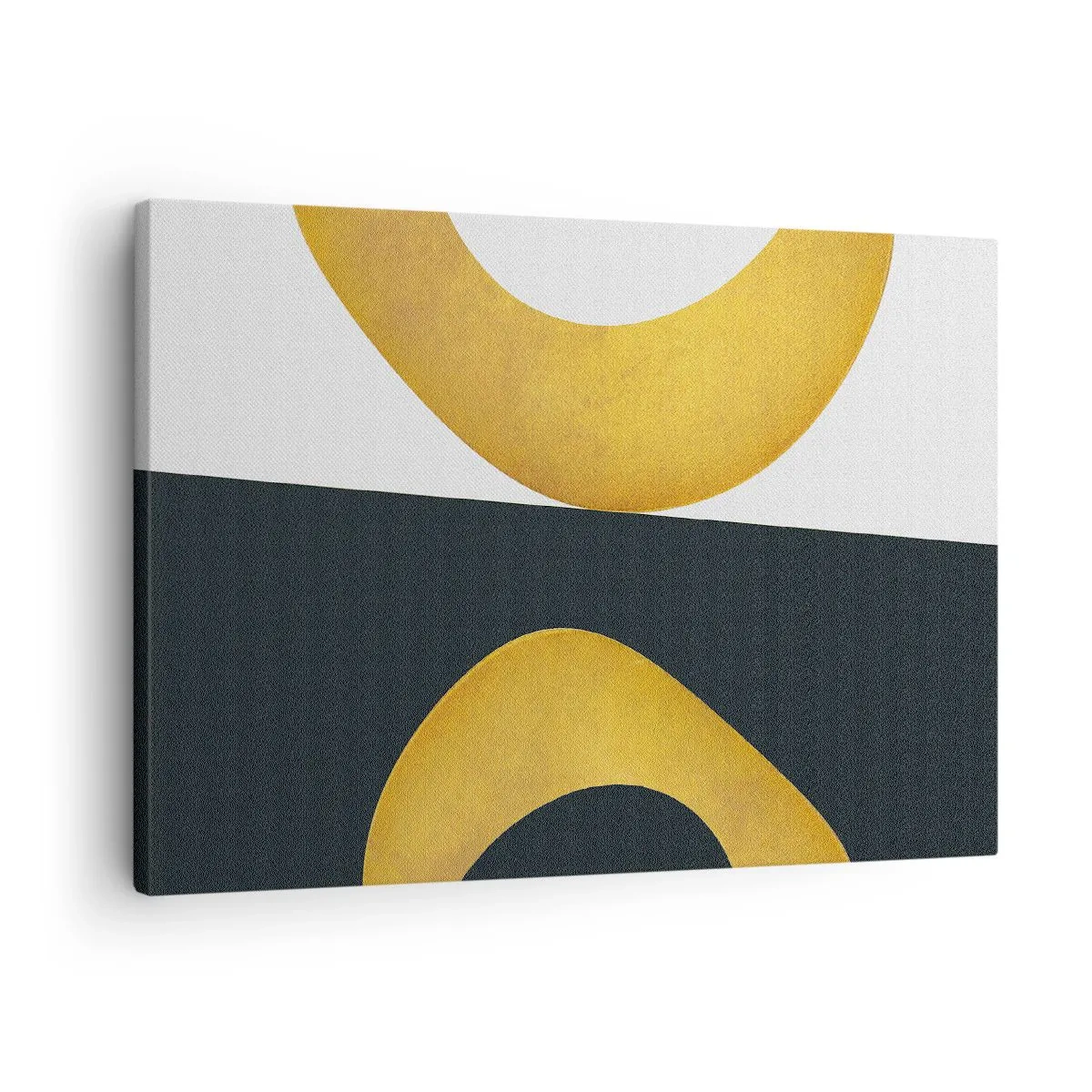 Tablou pe pânză Canvas - Forme geometrice aurii pe un fundal alb și închis la culoare - 70x50cm - În primul rând: aurul - Decorațiune modernă pentru perete pentru living și dormitor ARTTOR