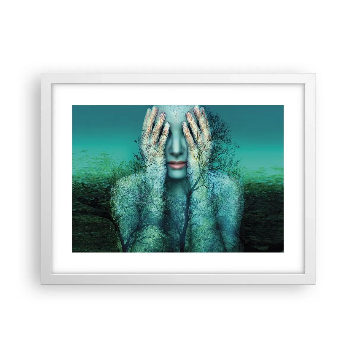 Poster în ramă albă - Scufundată în albastru - 40x30 cm