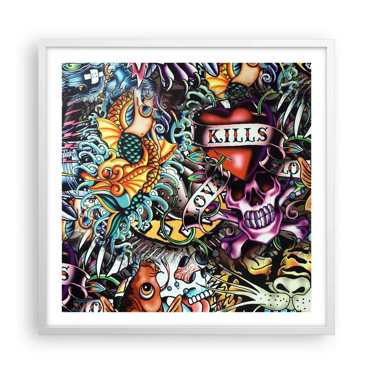 Poster în ramă albă - Visul unui artist tatuator - 60x60 cm