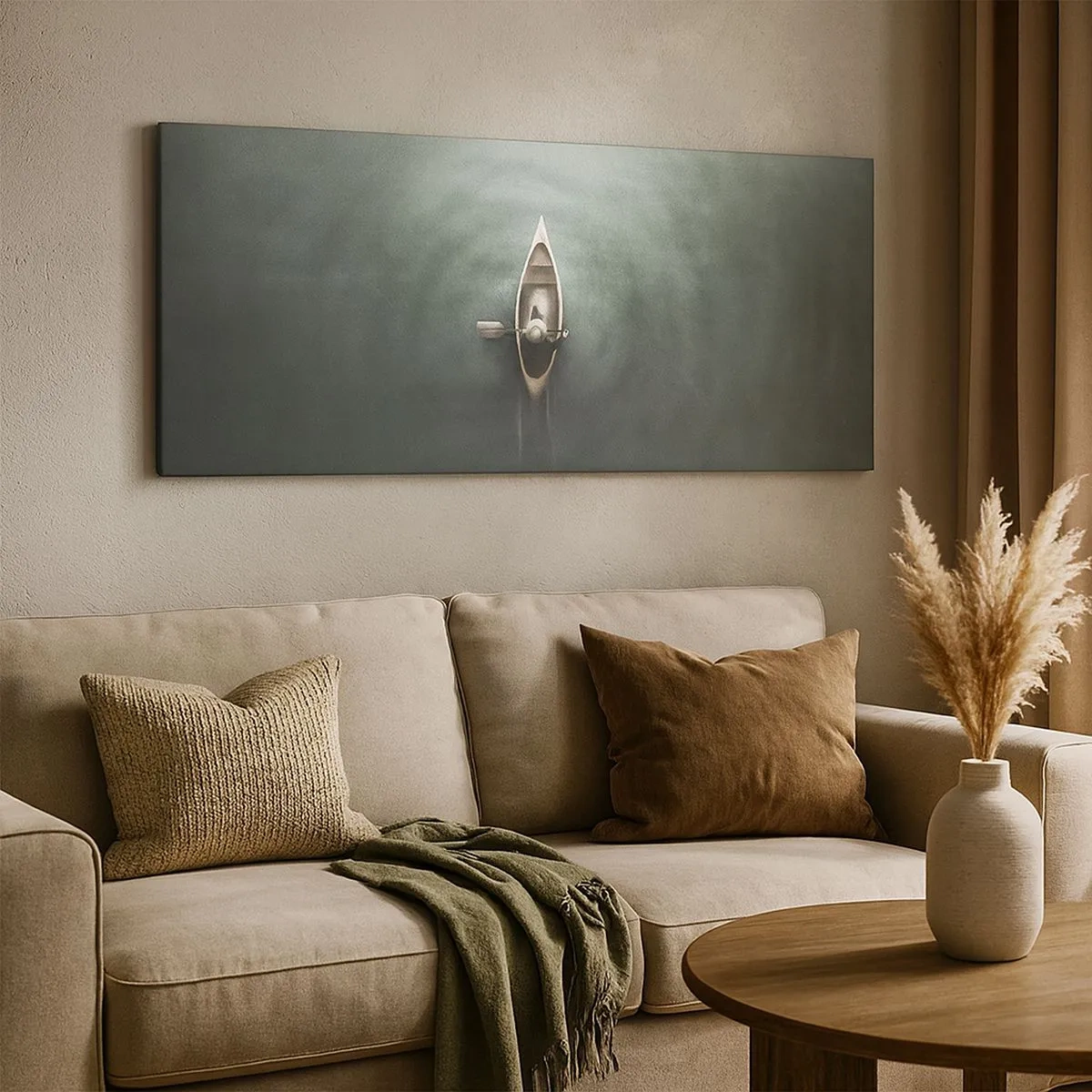 Tablou pe pânză - Peste lacul luminat de lună - 100x40 cm