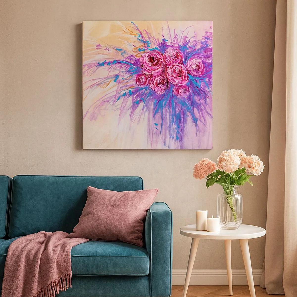 Tablou pe pânză - Fântână de trandafiri - 30x30 cm