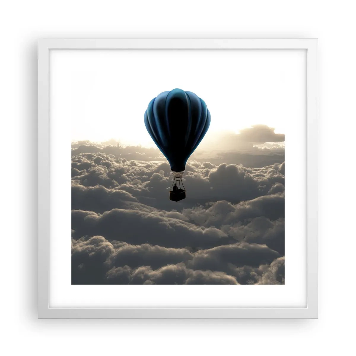 Poster în ramă albă - Rătăcitor deasupra norilor - 40x40 cm