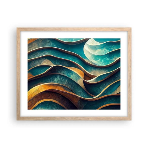 Poster în ramă de stejar deschis - Meandre de albastru - 50x40 cm