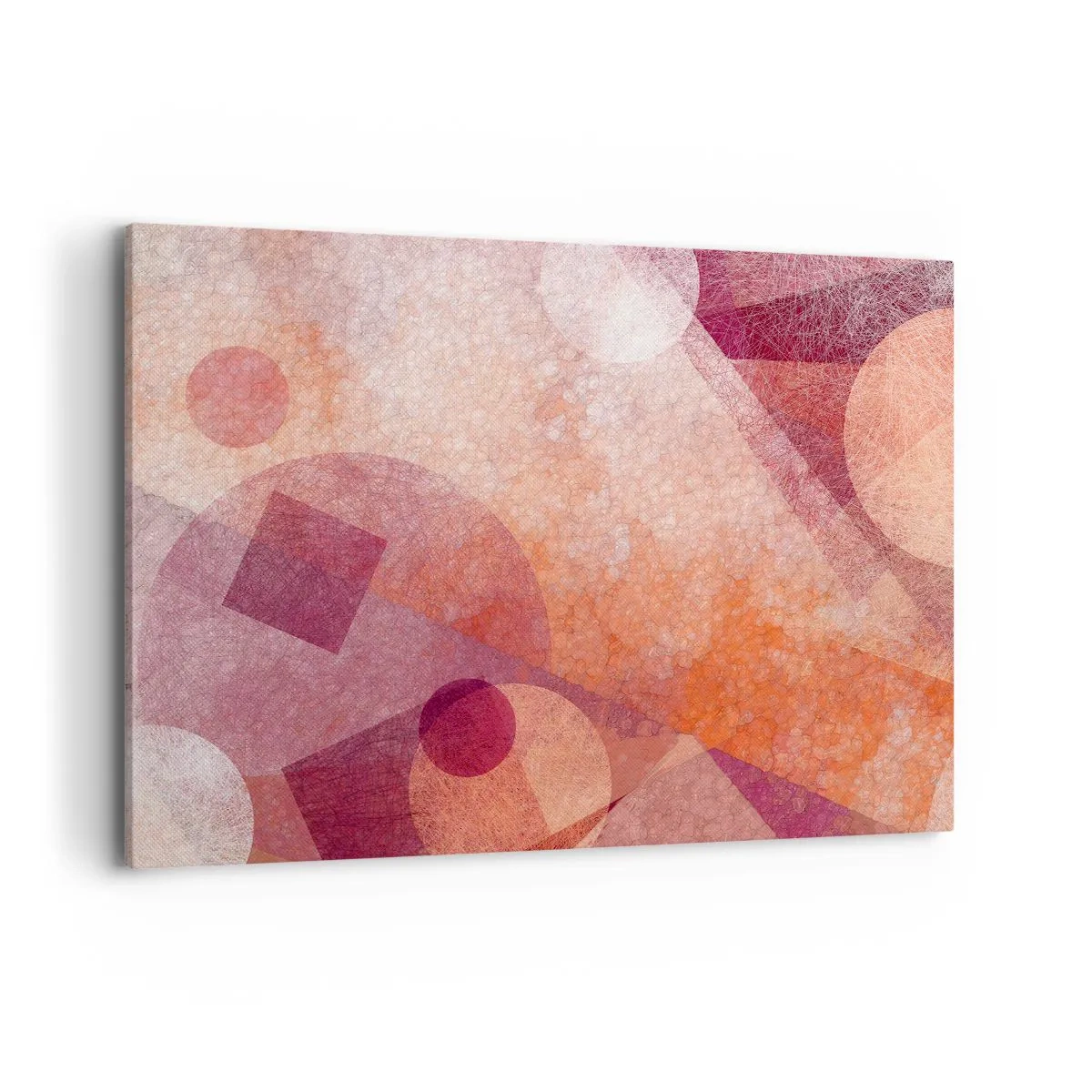 Tablou pe pânză - Transformări geometrice în roz - 100x70 cm