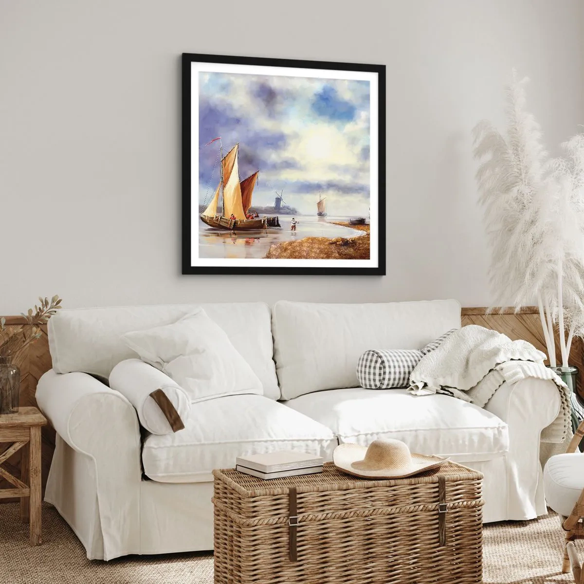 Poster în ramă neagră - Întoarcerea marinarilor - 60x60 cm