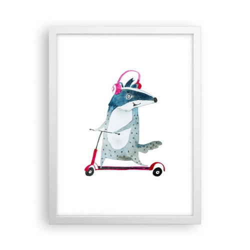 Poster în ramă albă - Bucurie de bursuc - 30x40 cm