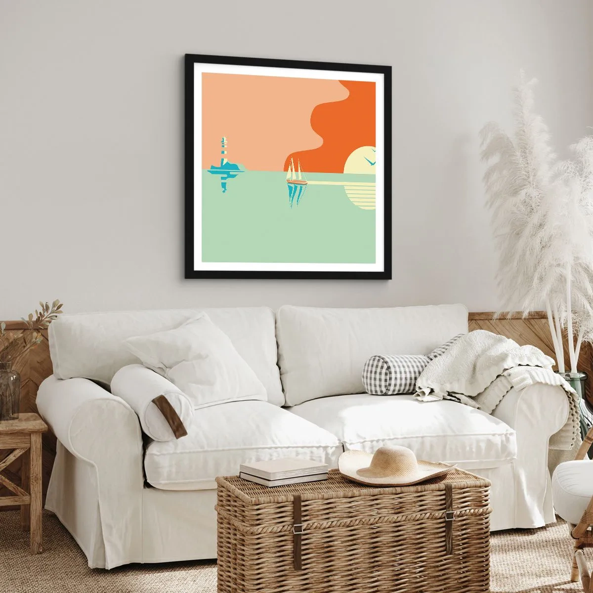 Poster în ramă neagră - Peisaj marin perfect - 60x60 cm