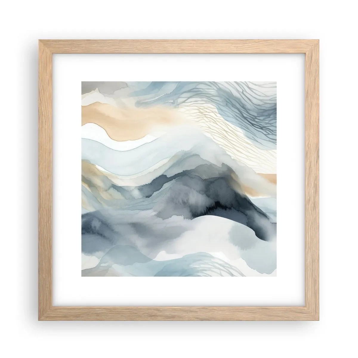 Poster în ramă de stejar deschis - Abstracție de zăpadă și ceață - 30x30 cm