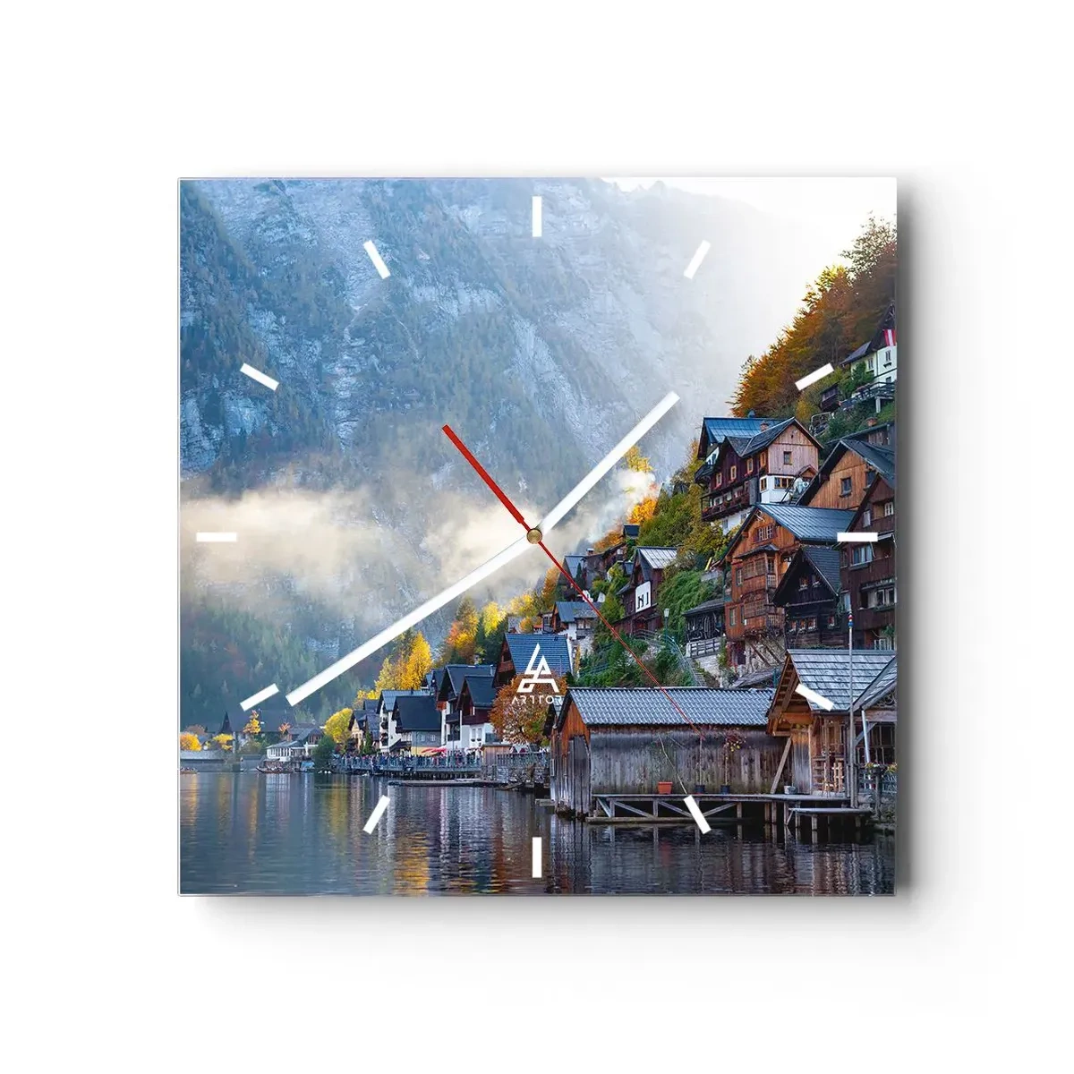Ceas de perete - Ceas pe sticlă - Atmosferă alpină - 30x30 cm