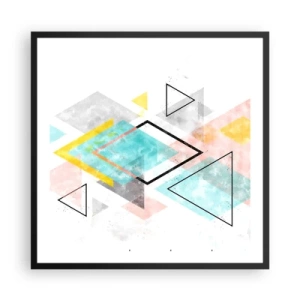 Poster în ramă neagră - Joc geometric - 60x60 cm