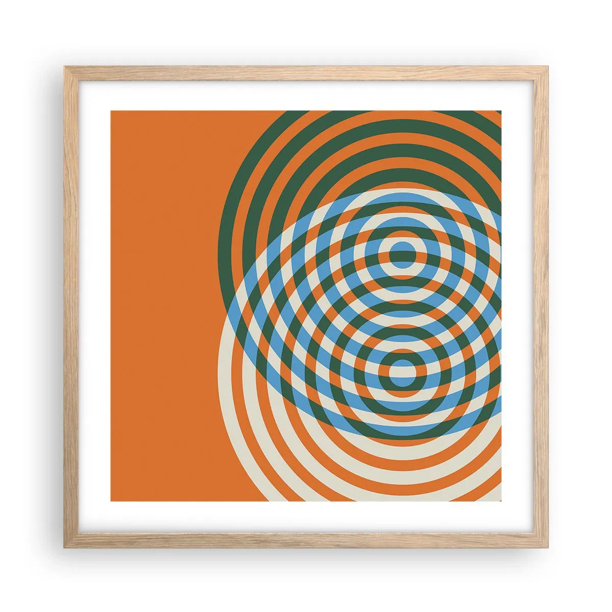 Poster în ramă de stejar deschis - Variație circulară abstractă - 50x50 cm