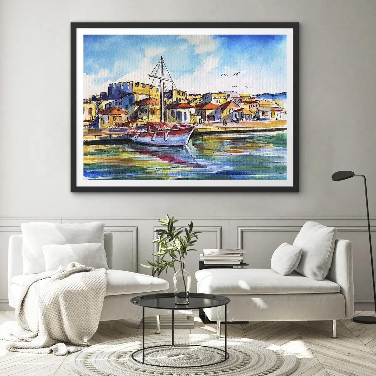 Poster în ramă neagră - Curcubeu după-amiază - 100x70 cm