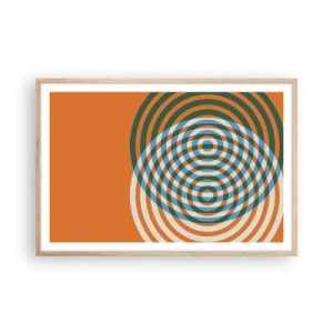 Poster în ramă de stejar deschis - Variație circulară abstractă - 91x61 cm