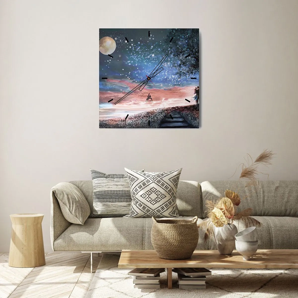 Ceas de perete - Ceas pe sticlă - O performanță stelară - 40x40 cm