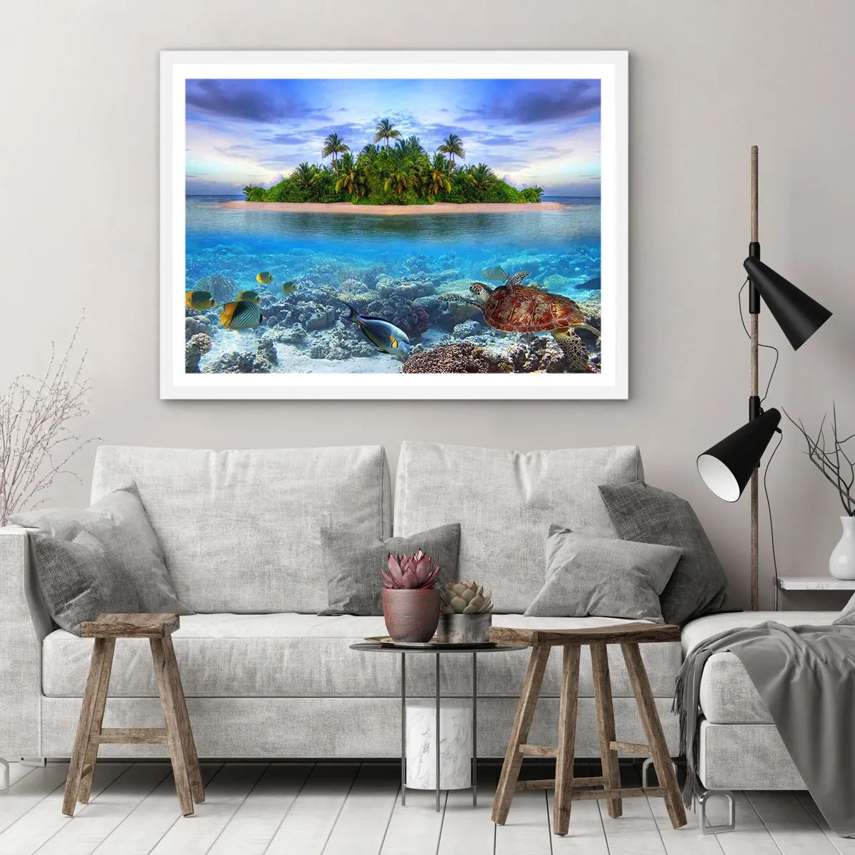 Poster în ramă albă - Insula paradisiacă vă invită - 40x30 cm