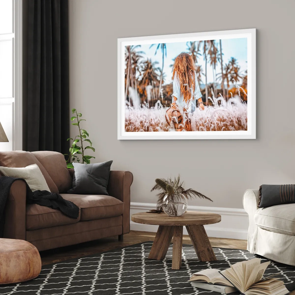 Poster în ramă albă - Născută din puful de iarbă - 50x40 cm