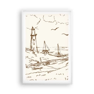 Poster în ramă albă - Schiță de amintiri de vară - 61x91 cm