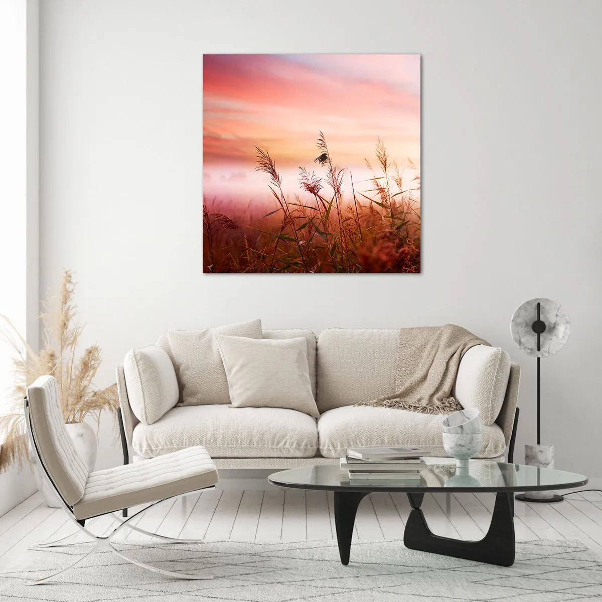 Tablou pe sticlă - Zmeuri, suflante, vânt - 50x50 cm