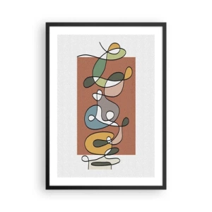 Poster în ramă neagră - Compoziție geometrică abstractă cu linii organice - 50x70cm - Abstracție: un dans colorat - Decorațiune modernă pentru perete pentru living și dormitor ARTTOR