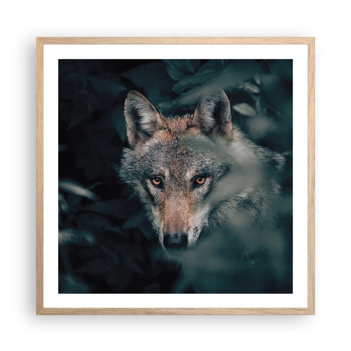 Poster în ramă de stejar deschis - Vânător - 60x60 cm