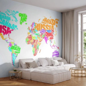 Tapet Premium Canvas - Vreau să le cunosc pe toate - Harta lumii, Grafică, Continente - 450x315 cm