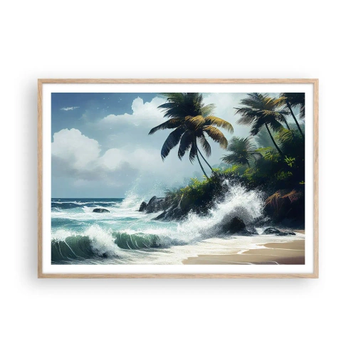 Poster în ramă de stejar deschis - Pe un țărm tropical - 100x70 cm