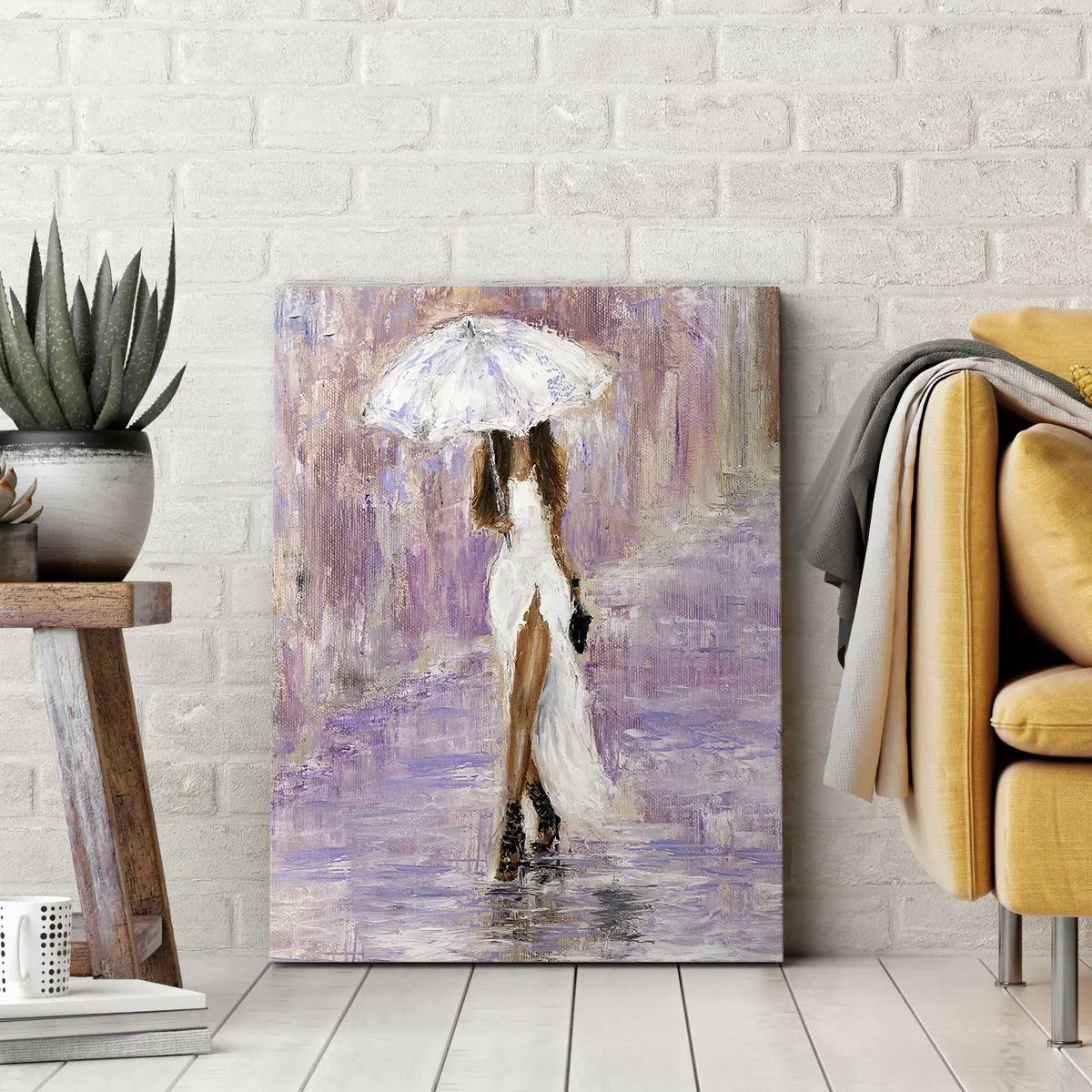 Tablou pe pânză - În ploaia de liliac - 55x100 cm