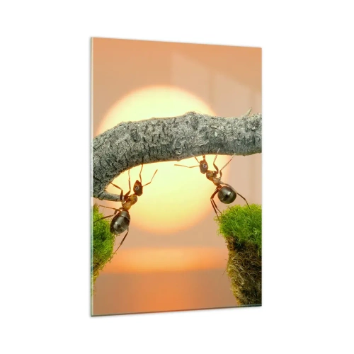 Tablou pe sticlă - Cooperare veselă - 80x120 cm