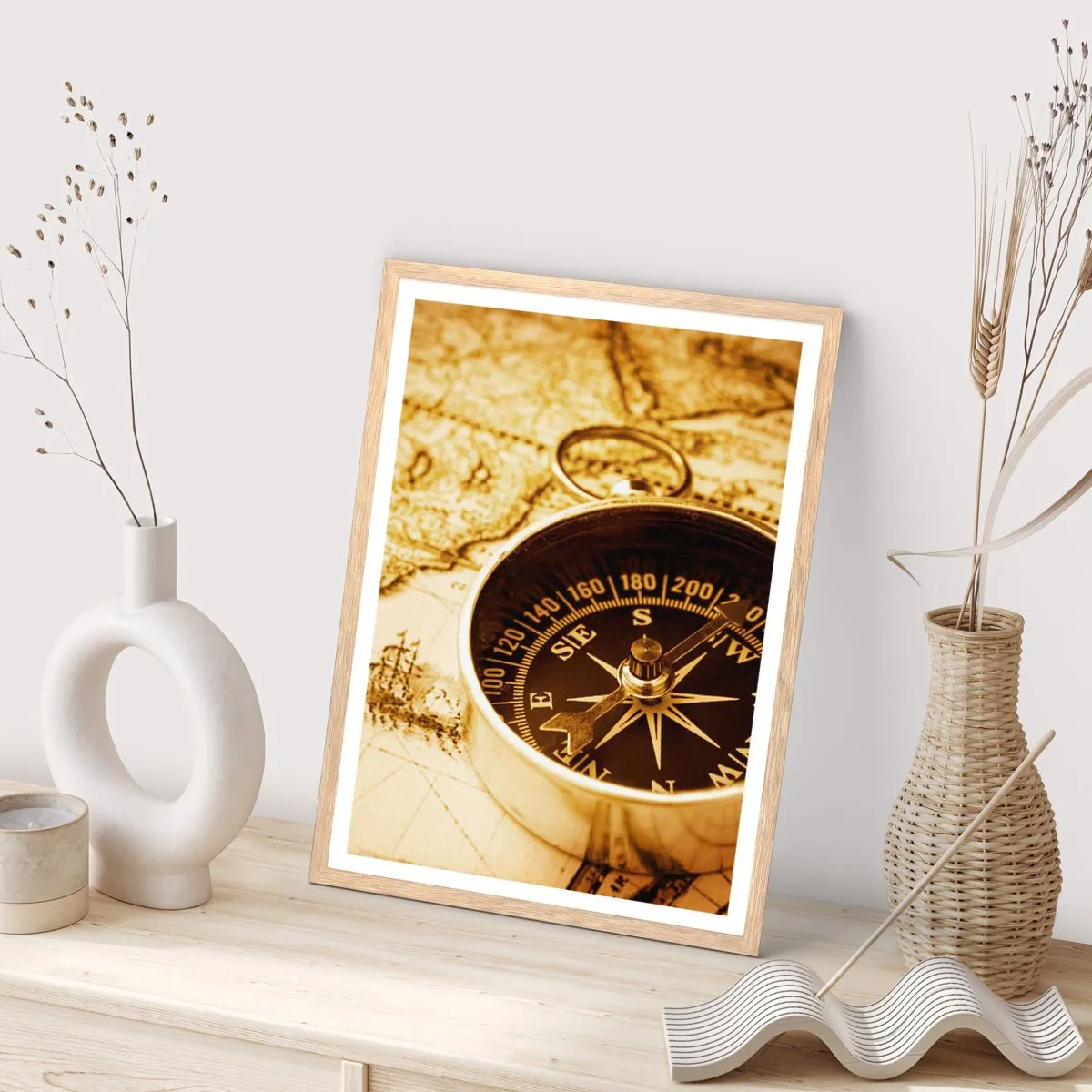 Poster în ramă de stejar deschis - Est sau vest? - 70x100 cm