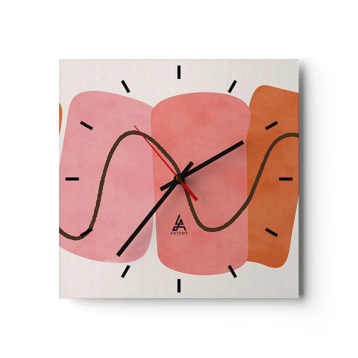 Ceas de perete - Ceas pe sticlă - Mișcarea blândă a formelor - 30x30 cm