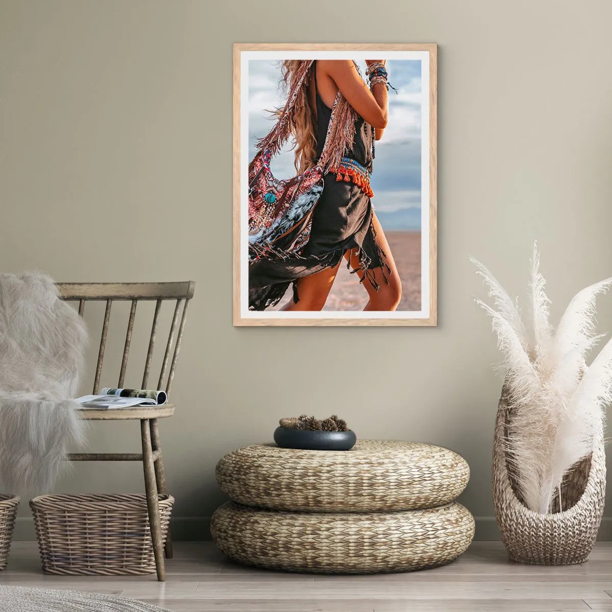 Poster în ramă de stejar deschis - Iubita șamanului - 61x91 cm